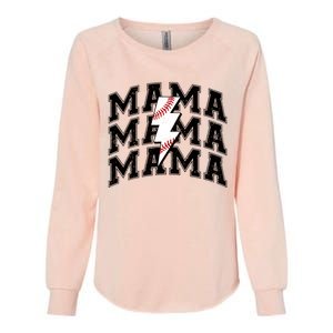 Baseball Mama Distressed Lightning Bolt Mom Womens California Wash Sweatshirt