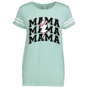 Baseball Mama Distressed Lightning Bolt Mom Enza Ladies Jersey Football T-Shirt