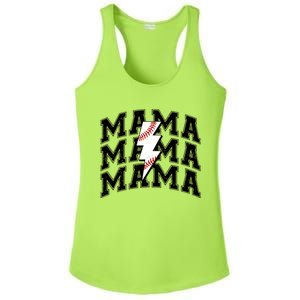 Baseball Mama Distressed Lightning Bolt Mom Ladies PosiCharge Competitor Racerback Tank