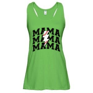 Baseball Mama Distressed Lightning Bolt Mom Ladies Essential Flowy Tank