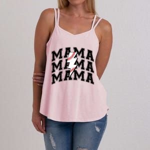 Baseball Mama Distressed Lightning Bolt Mom Women's Strappy Tank