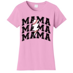 Baseball Mama Distressed Lightning Bolt Mom Women's T-Shirt