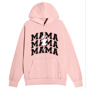 Baseball Mama Distressed Lightning Bolt Mom Urban Pullover Hoodie