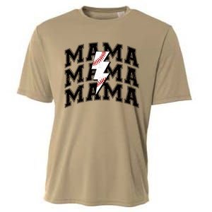 Baseball Mama Distressed Lightning Bolt Mom Cooling Performance Crew T-Shirt