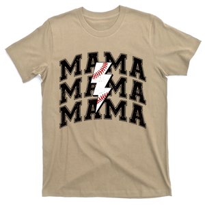 Baseball Mama Distressed Lightning Bolt Mom T-Shirt