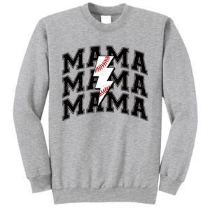 Baseball Mama Distressed Lightning Bolt Mom Sweatshirt