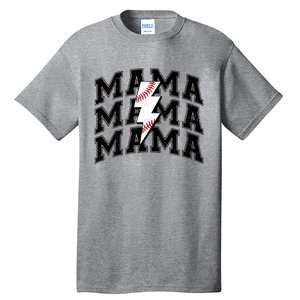 Baseball Mama Distressed Lightning Bolt Mom Tall T-Shirt