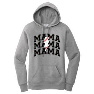 Baseball Mama Distressed Lightning Bolt Mom Women's Pullover Hoodie