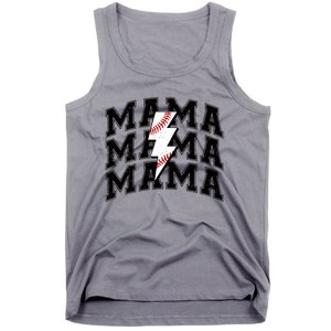 Baseball Mama Distressed Lightning Bolt Mom Tank Top