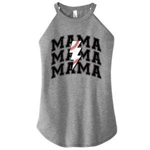 Baseball Mama Distressed Lightning Bolt Mom Women's Perfect Tri Rocker Tank