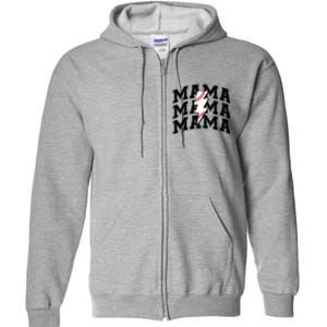 Baseball Mama Distressed Lightning Bolt Mom Full Zip Hoodie