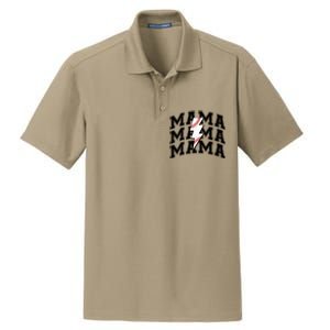 Baseball Mama Distressed Lightning Bolt Mom Dry Zone Grid Polo