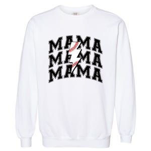 Baseball Mama Distressed Lightning Bolt Mom Garment-Dyed Sweatshirt