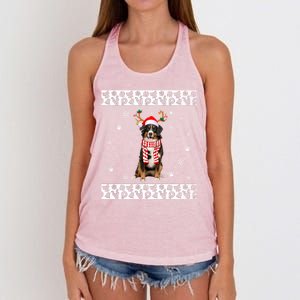 Bernese Mountain Dog Christmas Lover Gifts Women's Knotted Racerback Tank