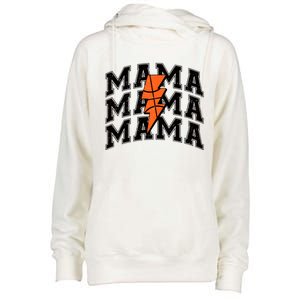 Basketball Mama Distressed Lightning Bolt Mom Womens Funnel Neck Pullover Hood