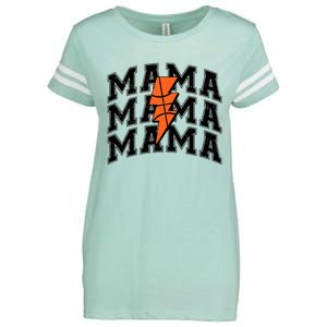 Basketball Mama Distressed Lightning Bolt Mom Enza Ladies Jersey Football T-Shirt