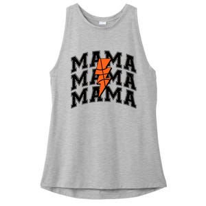 Basketball Mama Distressed Lightning Bolt Mom Ladies PosiCharge Tri-Blend Wicking Tank