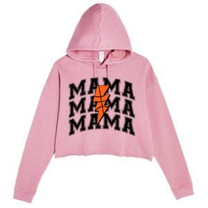 Basketball Mama Distressed Lightning Bolt Mom Crop Fleece Hoodie