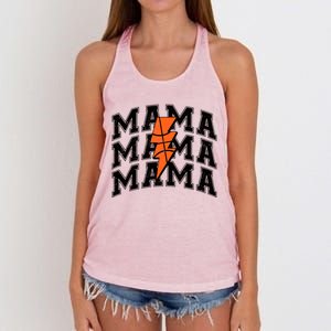 Basketball Mama Distressed Lightning Bolt Mom Women's Knotted Racerback Tank