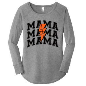 Basketball Mama Distressed Lightning Bolt Mom Women's Perfect Tri Tunic Long Sleeve Shirt