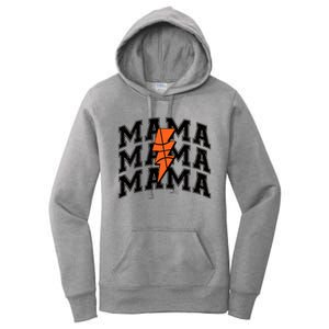 Basketball Mama Distressed Lightning Bolt Mom Women's Pullover Hoodie