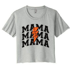 Basketball Mama Distressed Lightning Bolt Mom Women's Crop Top Tee