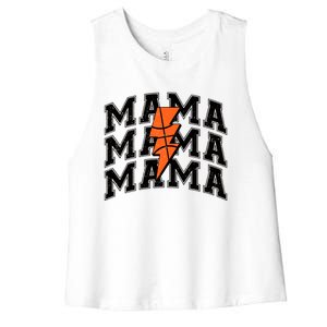 Basketball Mama Distressed Lightning Bolt Mom Women's Racerback Cropped Tank