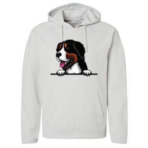 Bernese Mountain Dog Breed Popping Up Fun Dog Owner Performance Fleece Hoodie