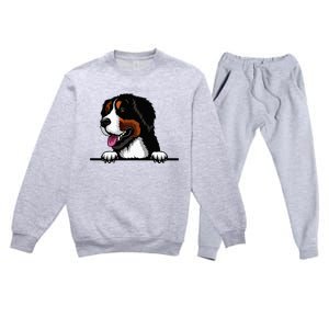 Bernese Mountain Dog Breed Popping Up Fun Dog Owner Premium Crewneck Sweatsuit Set