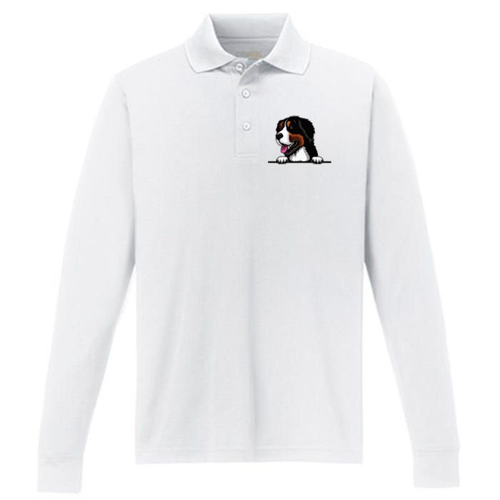 Bernese Mountain Dog Breed Popping Up Fun Dog Owner Performance Long Sleeve Polo