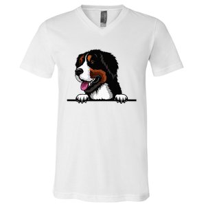 Bernese Mountain Dog Breed Popping Up Fun Dog Owner V-Neck T-Shirt