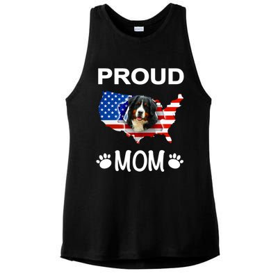 Bernese Mountain Dog Bernese Mountain Proud Patriot Mom Cute Gift Ladies PosiCharge Tri-Blend Wicking Tank