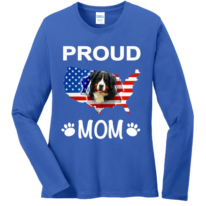 Bernese Mountain Dog Bernese Mountain Proud Patriot Mom Cute Gift Ladies Long Sleeve Shirt