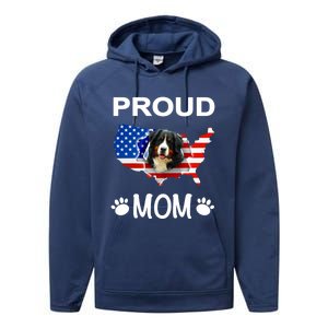 Bernese Mountain Dog Bernese Mountain Proud Patriot Mom Cute Gift Performance Fleece Hoodie