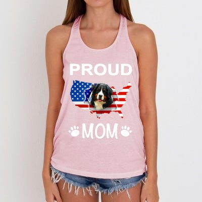 Bernese Mountain Dog Bernese Mountain Proud Patriot Mom Cute Gift Women's Knotted Racerback Tank