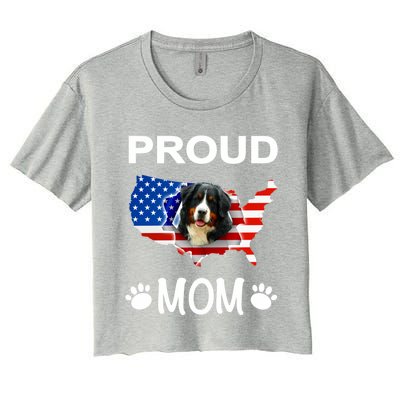 Bernese Mountain Dog Bernese Mountain Proud Patriot Mom Cute Gift Women's Crop Top Tee