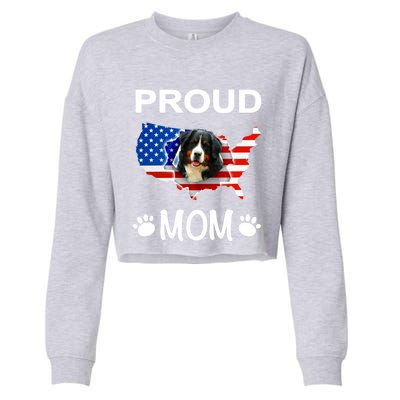 Bernese Mountain Dog Bernese Mountain Proud Patriot Mom Cute Gift Cropped Pullover Crew