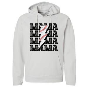 Baseball Mama Distressed Lightning Bolt Mom Performance Fleece Hoodie