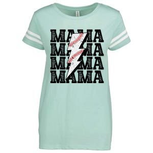 Baseball Mama Distressed Lightning Bolt Mom Enza Ladies Jersey Football T-Shirt