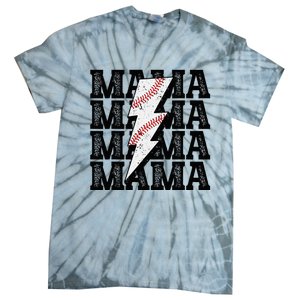 Baseball Mama Distressed Lightning Bolt Mom Tie-Dye T-Shirt