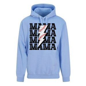 Baseball Mama Distressed Lightning Bolt Mom Unisex Surf Hoodie