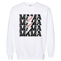 Baseball Mama Distressed Lightning Bolt Mom Garment-Dyed Sweatshirt