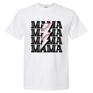 Baseball Mama Distressed Lightning Bolt Mom Garment-Dyed Heavyweight T-Shirt