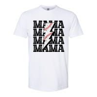 Baseball Mama Distressed Lightning Bolt Mom Softstyle CVC T-Shirt