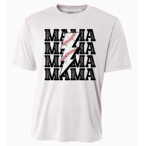 Baseball Mama Distressed Lightning Bolt Mom Cooling Performance Crew T-Shirt