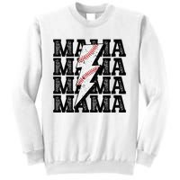 Baseball Mama Distressed Lightning Bolt Mom Sweatshirt