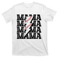 Baseball Mama Distressed Lightning Bolt Mom T-Shirt