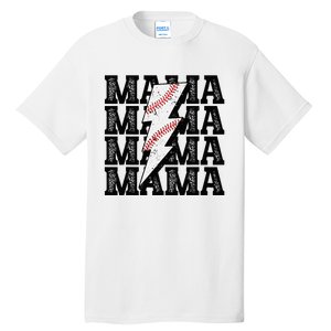 Baseball Mama Distressed Lightning Bolt Mom Tall T-Shirt