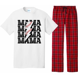 Baseball Mama Distressed Lightning Bolt Mom Pajama Set