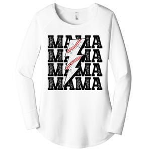 Baseball Mama Distressed Lightning Bolt Mom Women's Perfect Tri Tunic Long Sleeve Shirt